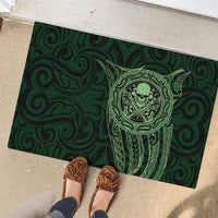 New Zealand Skull Darts Rubber Doormat Aotearoa Maori Chest Tattoo Stylized Green - Polynesian Pride