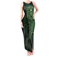 New Zealand Skull Darts Tank Maxi Dress Aotearoa Maori Chest Tattoo Stylized Green - Polynesian Pride