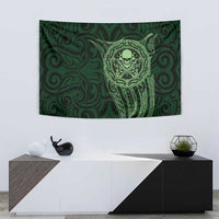 New Zealand Skull Darts Tapestry Aotearoa Maori Chest Tattoo Stylized Green - Polynesian Pride