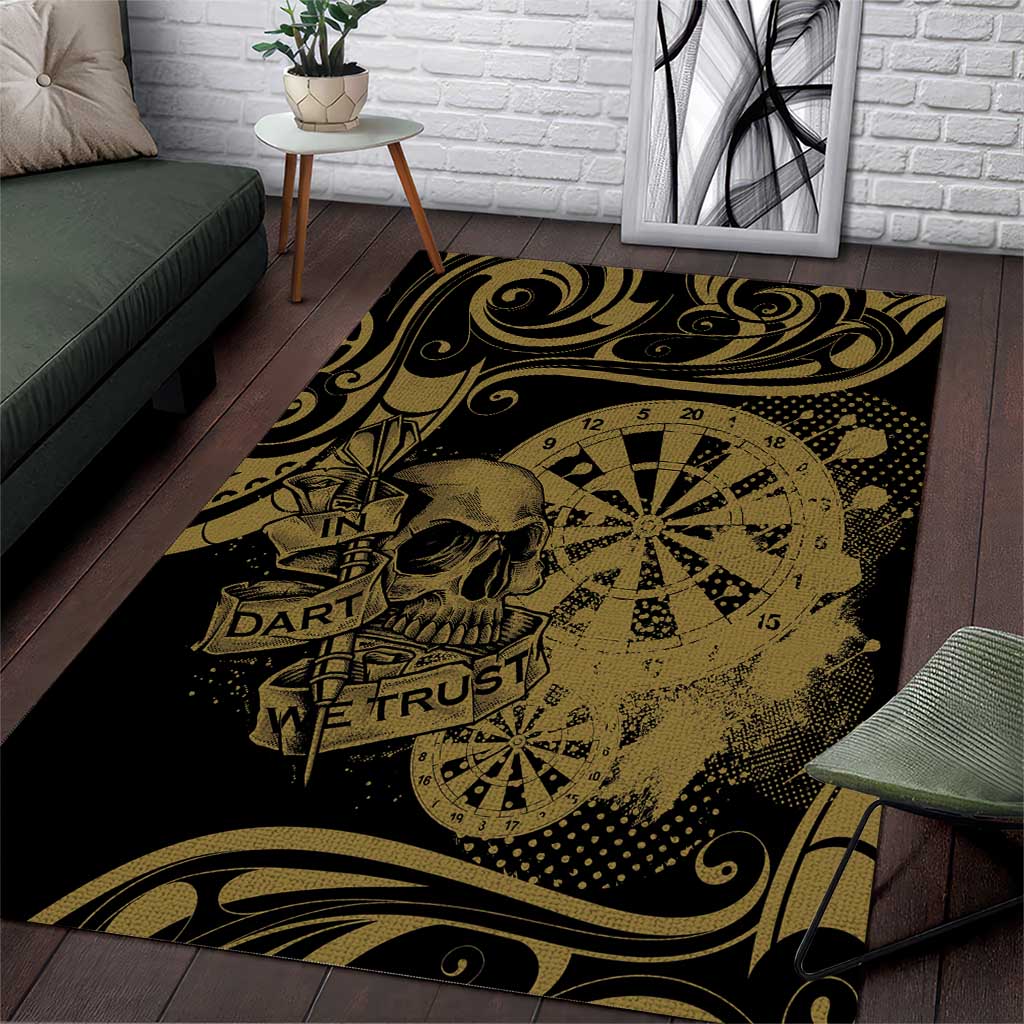 New Zealand Darts Area Rug Skull In Dart We Trust Maori Pattern - Polynesian Pride