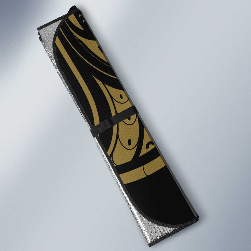 New Zealand Darts Auto Sun Shade Skull In Dart We Trust Maori Pattern - Polynesian Pride
