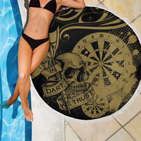 New Zealand Darts Beach Blanket Skull In Dart We Trust Maori Pattern - Polynesian Pride