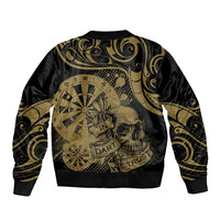 New Zealand Darts Bomber Jacket Skull In Dart We Trust Maori Pattern - Polynesian Pride
