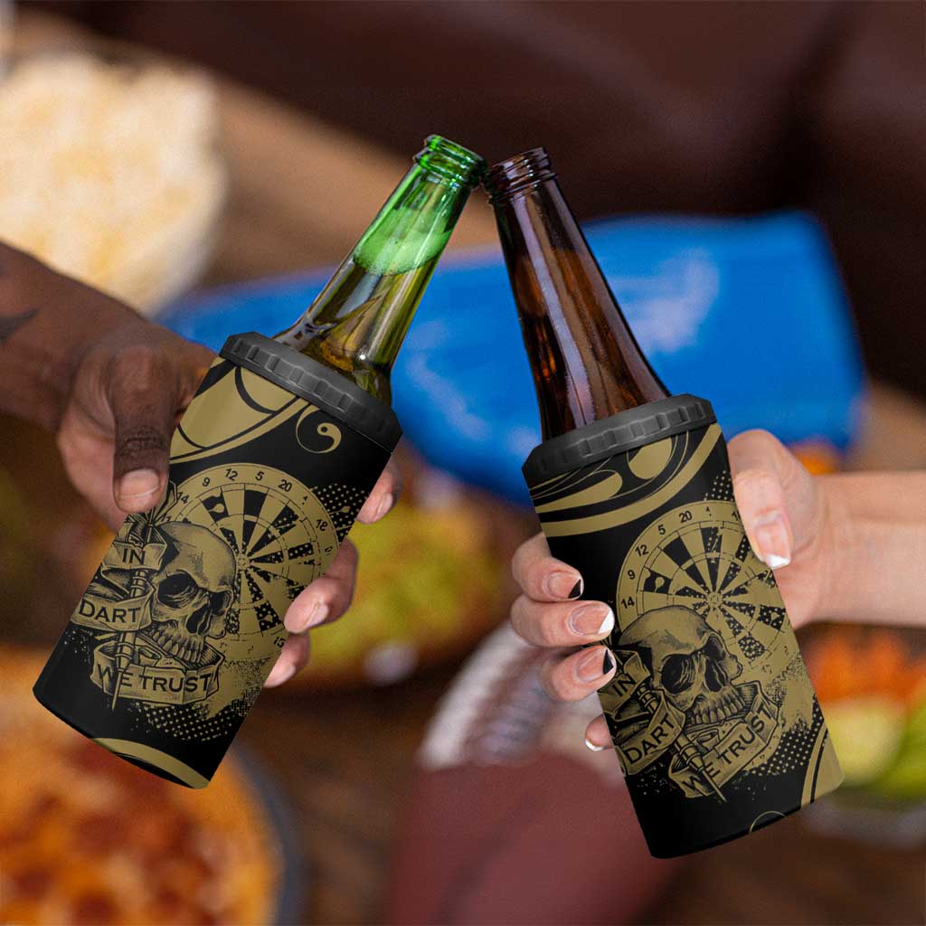 New Zealand Darts 4 in 1 Can Cooler Tumbler Skull In Dart We Trust Maori Pattern - Polynesian Pride