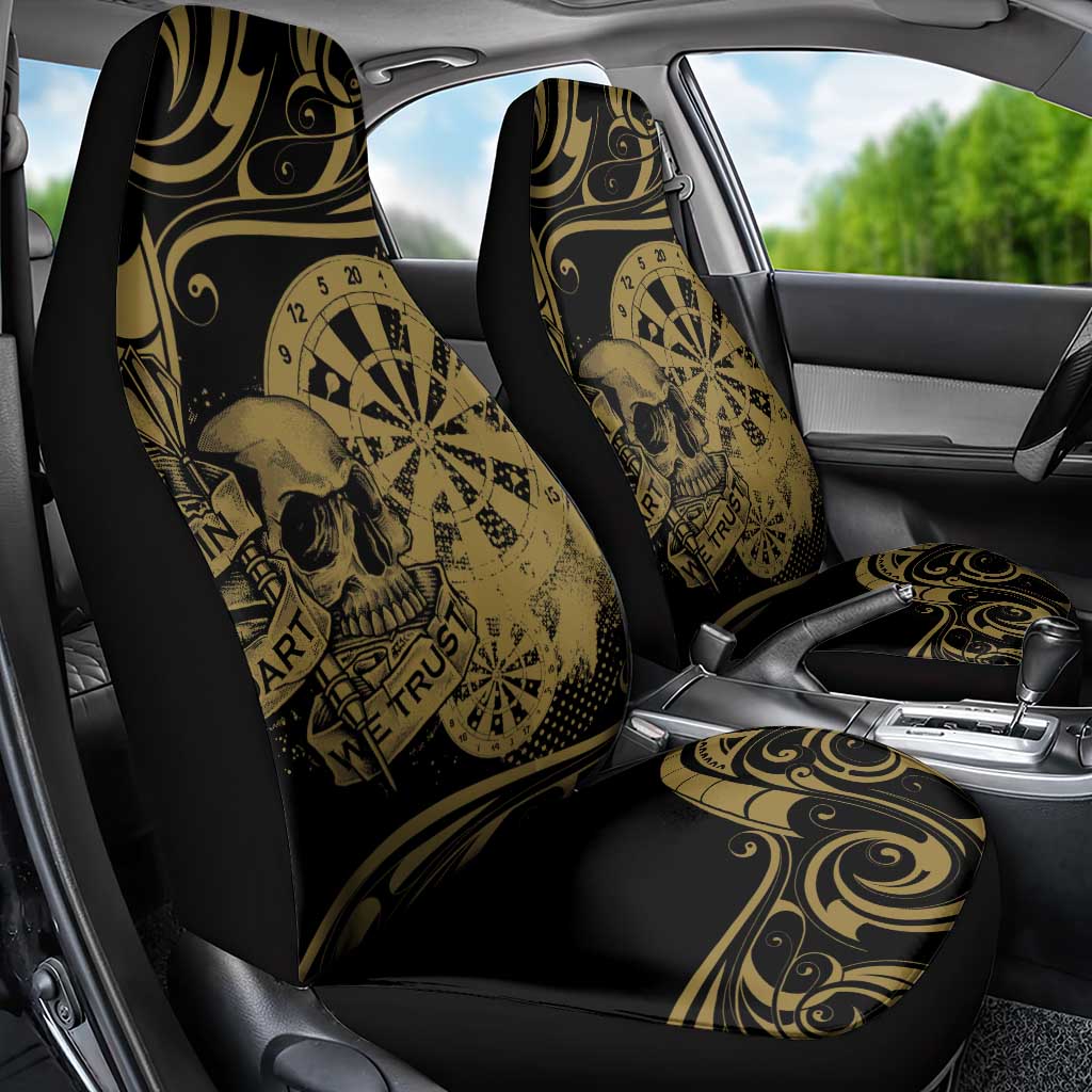 New Zealand Darts Car Seat Cover Skull In Dart We Trust Maori Pattern - Polynesian Pride