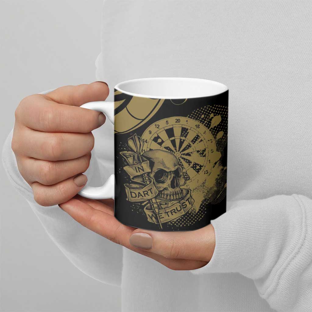 New Zealand Darts Ceramic Mug Skull In Dart We Trust Maori Pattern - Polynesian Pride
