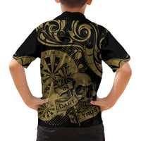 New Zealand Darts Family Matching Off The Shoulder Long Sleeve Dress and Hawaiian Shirt Skull In Dart We Trust Maori Pattern - Polynesian Pride