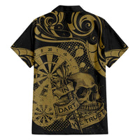 New Zealand Darts Family Matching Off The Shoulder Long Sleeve Dress and Hawaiian Shirt Skull In Dart We Trust Maori Pattern - Polynesian Pride