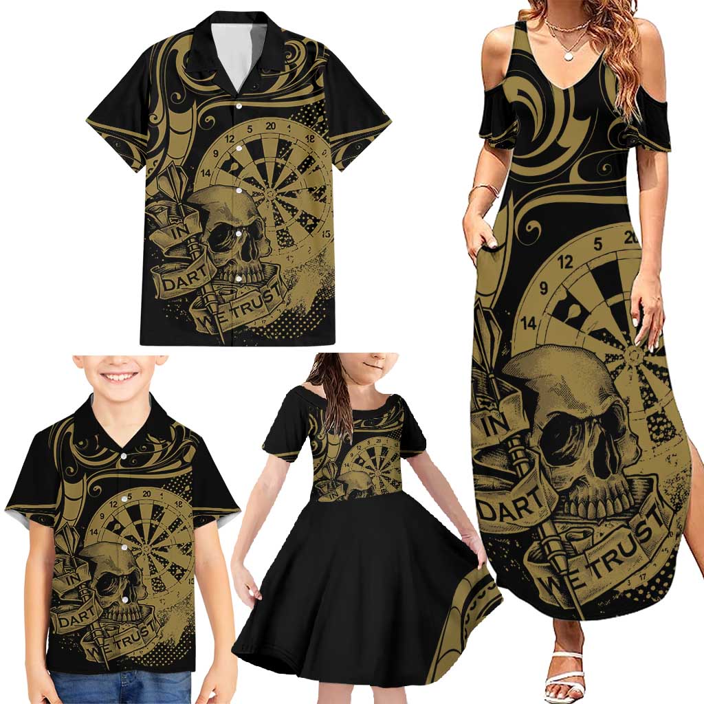 New Zealand Darts Family Matching Summer Maxi Dress and Hawaiian Shirt Skull In Dart We Trust Maori Pattern - Polynesian Pride