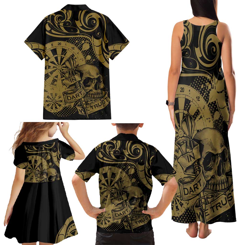 New Zealand Darts Family Matching Tank Maxi Dress and Hawaiian Shirt Skull In Dart We Trust Maori Pattern - Polynesian Pride