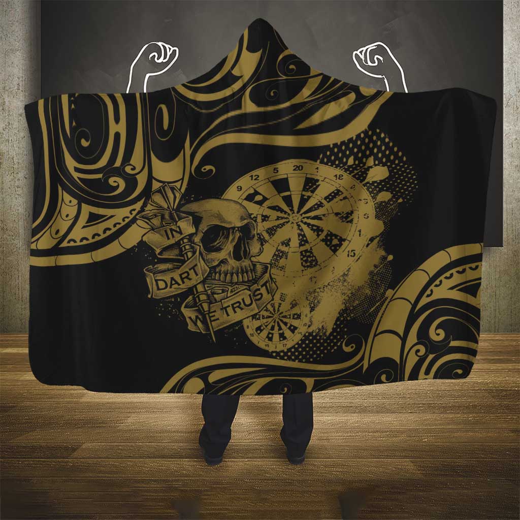 New Zealand Darts Hooded Blanket Skull In Dart We Trust Maori Pattern - Polynesian Pride