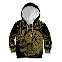New Zealand Darts Kid Hoodie Skull In Dart We Trust Maori Pattern - Polynesian Pride