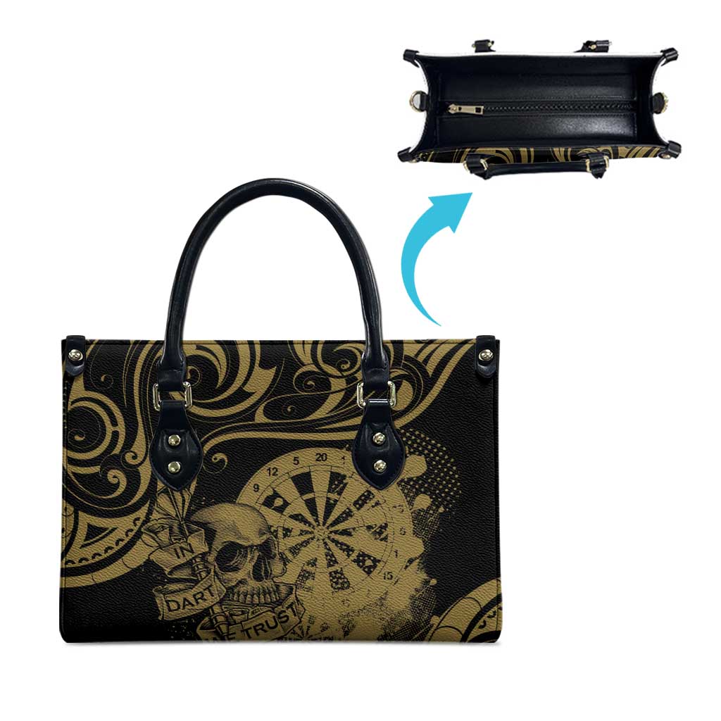 New Zealand Darts Leather Bag Skull In Dart We Trust Maori Pattern - Polynesian Pride