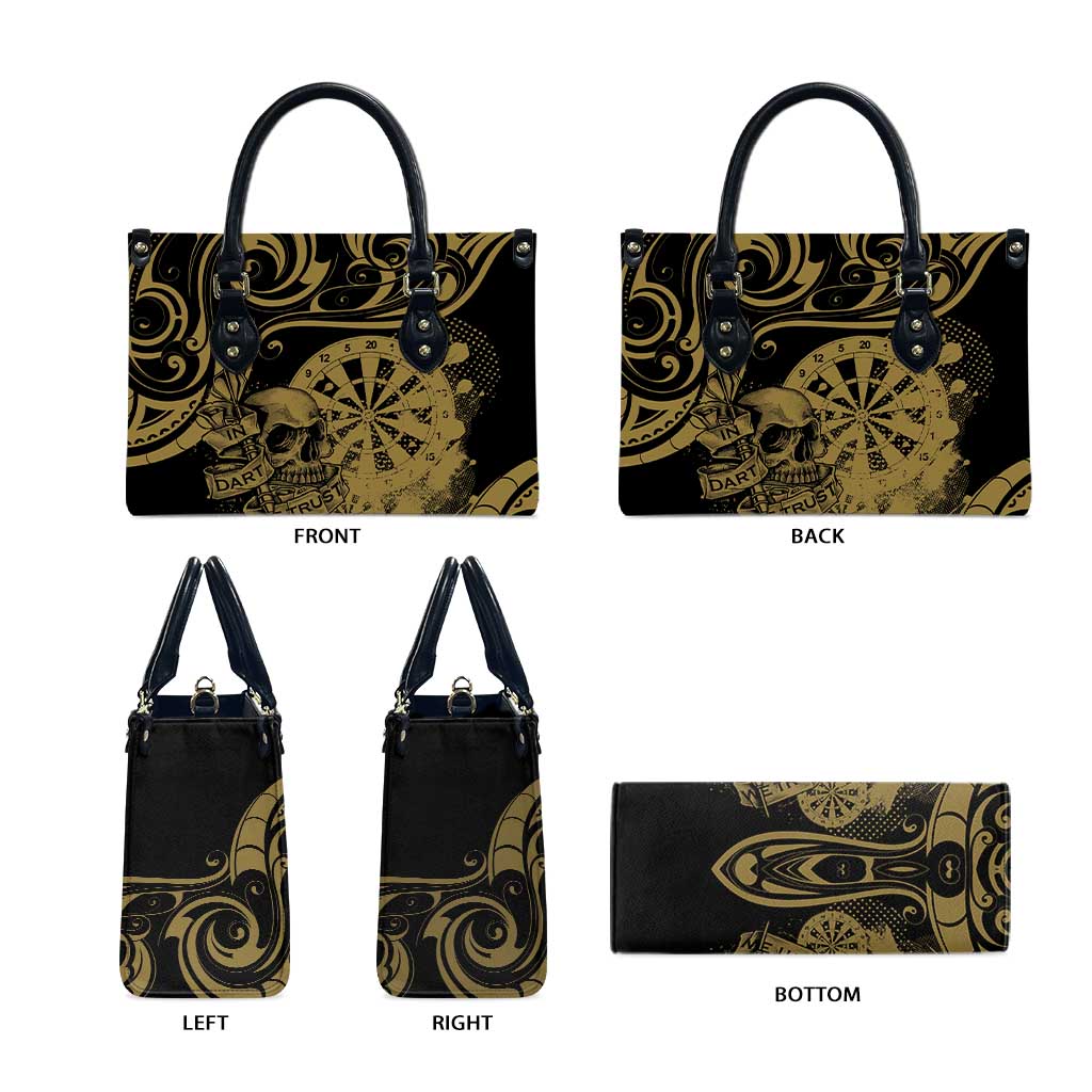 New Zealand Darts Leather Bag Skull In Dart We Trust Maori Pattern - Polynesian Pride