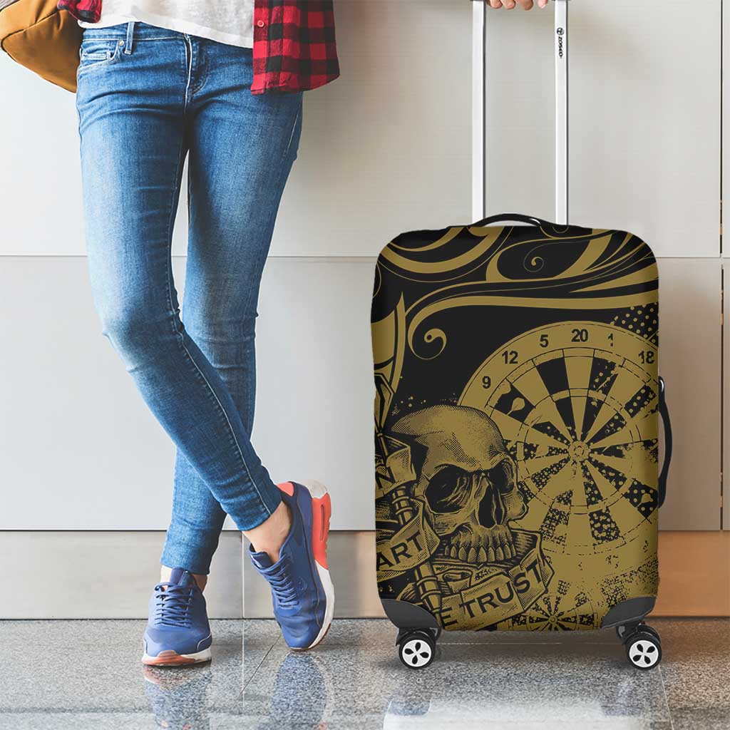 New Zealand Darts Luggage Cover Skull In Dart We Trust Maori Pattern - Polynesian Pride