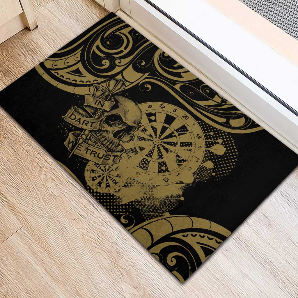 New Zealand Darts Rubber Doormat Skull In Dart We Trust Maori Pattern - Polynesian Pride