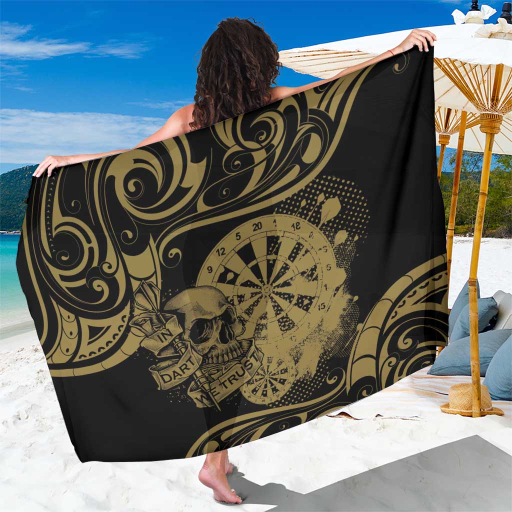 New Zealand Darts Sarong Skull In Dart We Trust Maori Pattern - Polynesian Pride