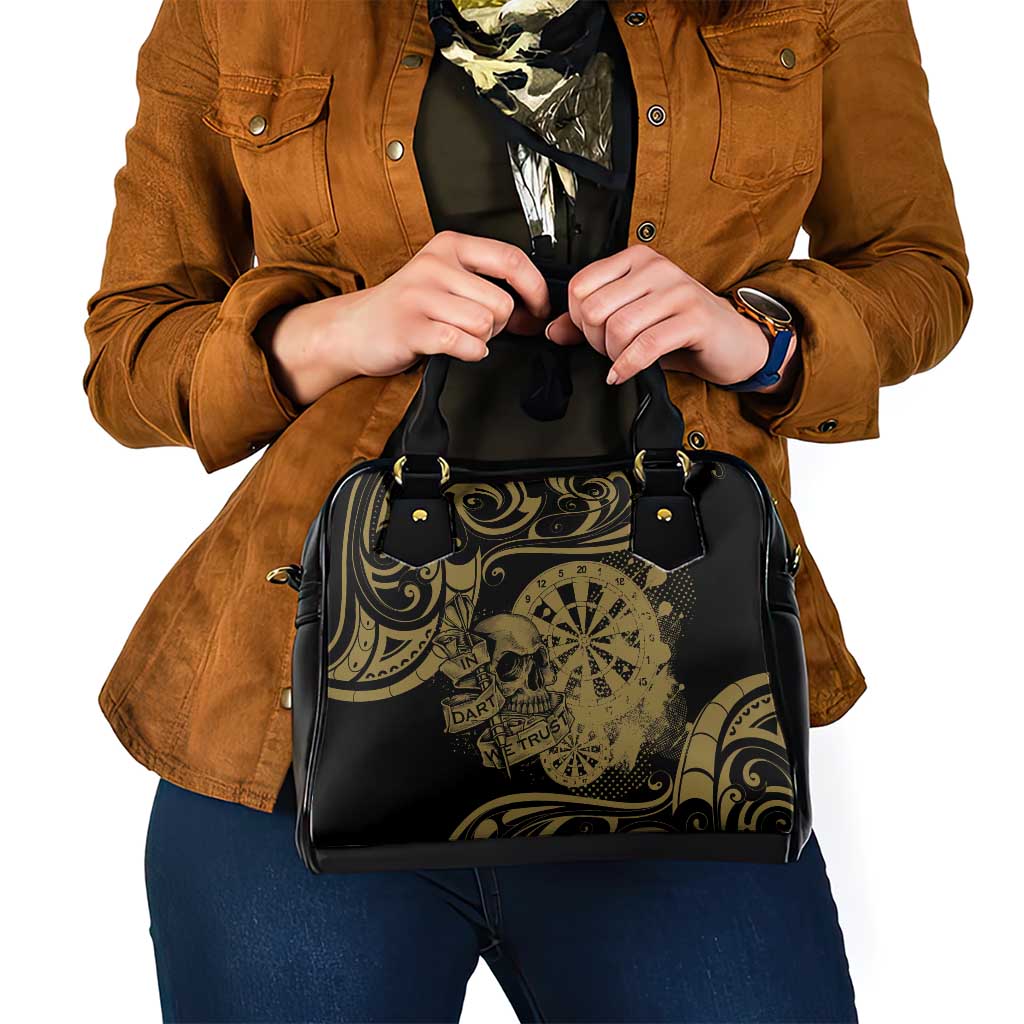 New Zealand Darts Shoulder Handbag Skull In Dart We Trust Maori Pattern - Polynesian Pride