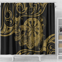 New Zealand Darts Shower Curtain Skull In Dart We Trust Maori Pattern - Polynesian Pride