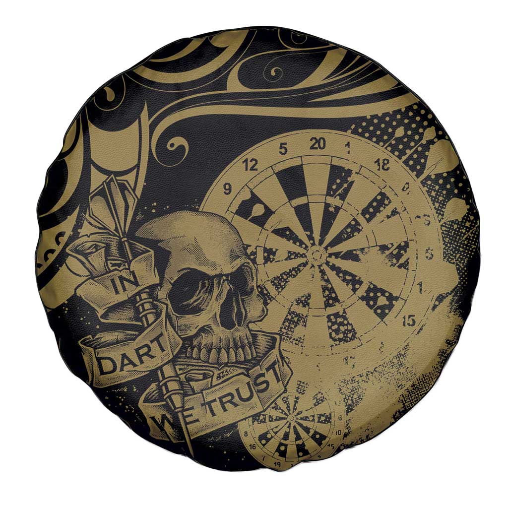 New Zealand Darts Spare Tire Cover Skull In Dart We Trust Maori Pattern - Polynesian Pride