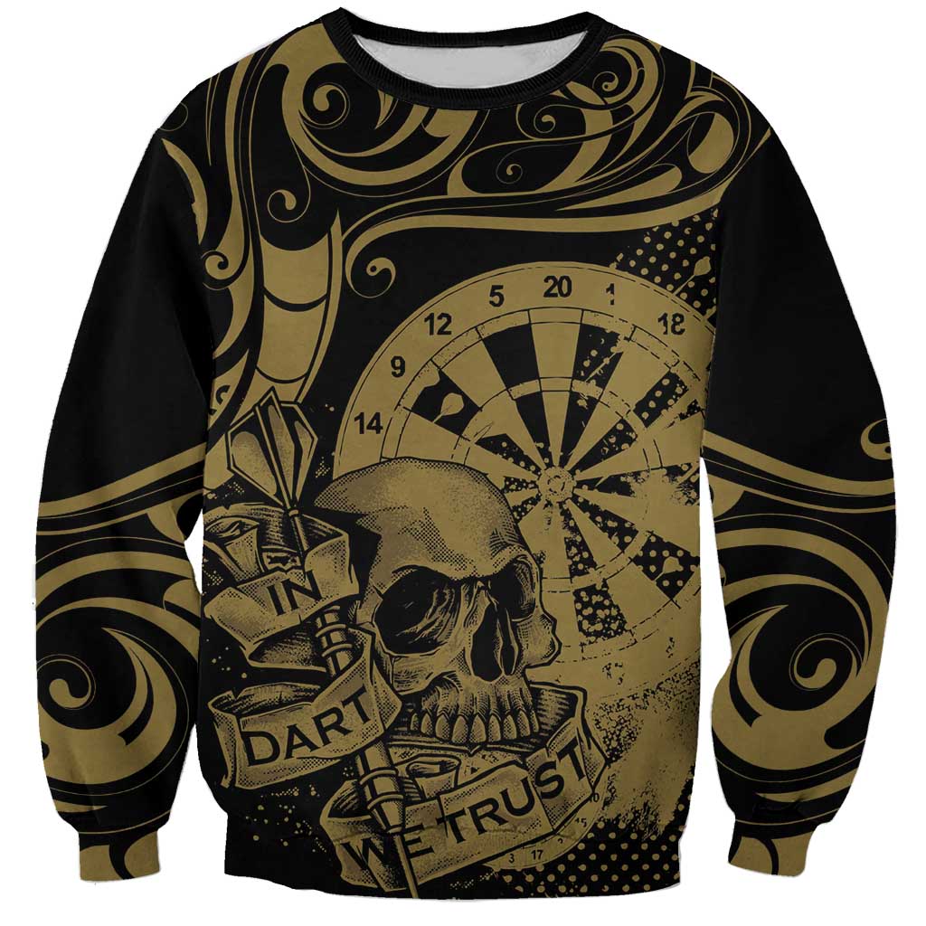 New Zealand Darts Sweatshirt Skull In Dart We Trust Maori Pattern - Polynesian Pride