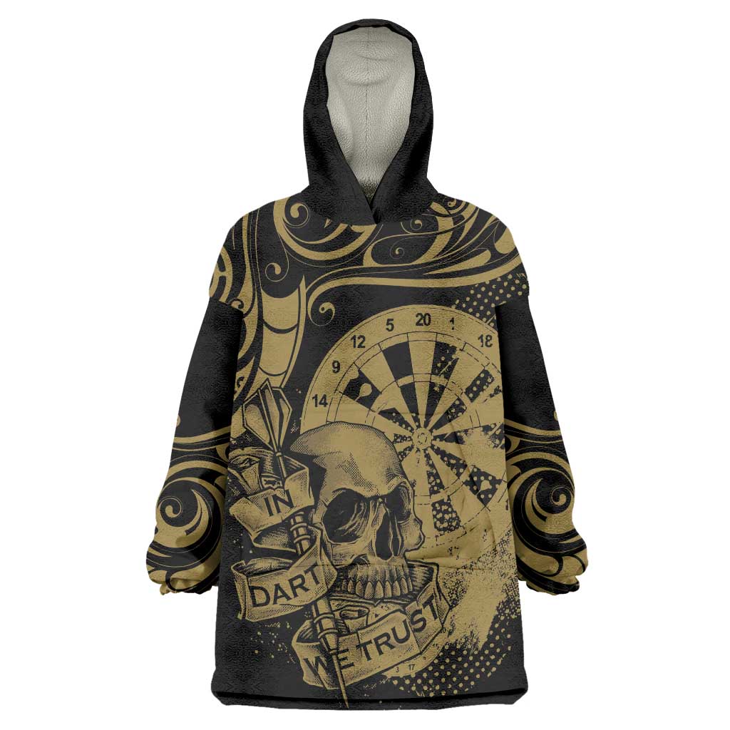 New Zealand Darts Wearable Blanket Hoodie Skull In Dart We Trust Maori Pattern - Polynesian Pride