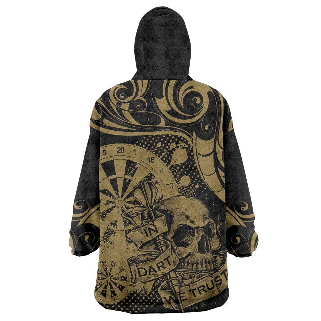 New Zealand Darts Wearable Blanket Hoodie Skull In Dart We Trust Maori Pattern - Polynesian Pride
