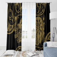 New Zealand Darts Window Curtain Skull In Dart We Trust Maori Pattern - Polynesian Pride