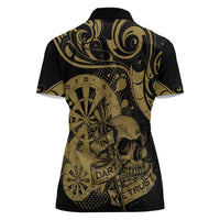 New Zealand Darts Women Polo Shirt Skull In Dart We Trust Maori Pattern - Polynesian Pride