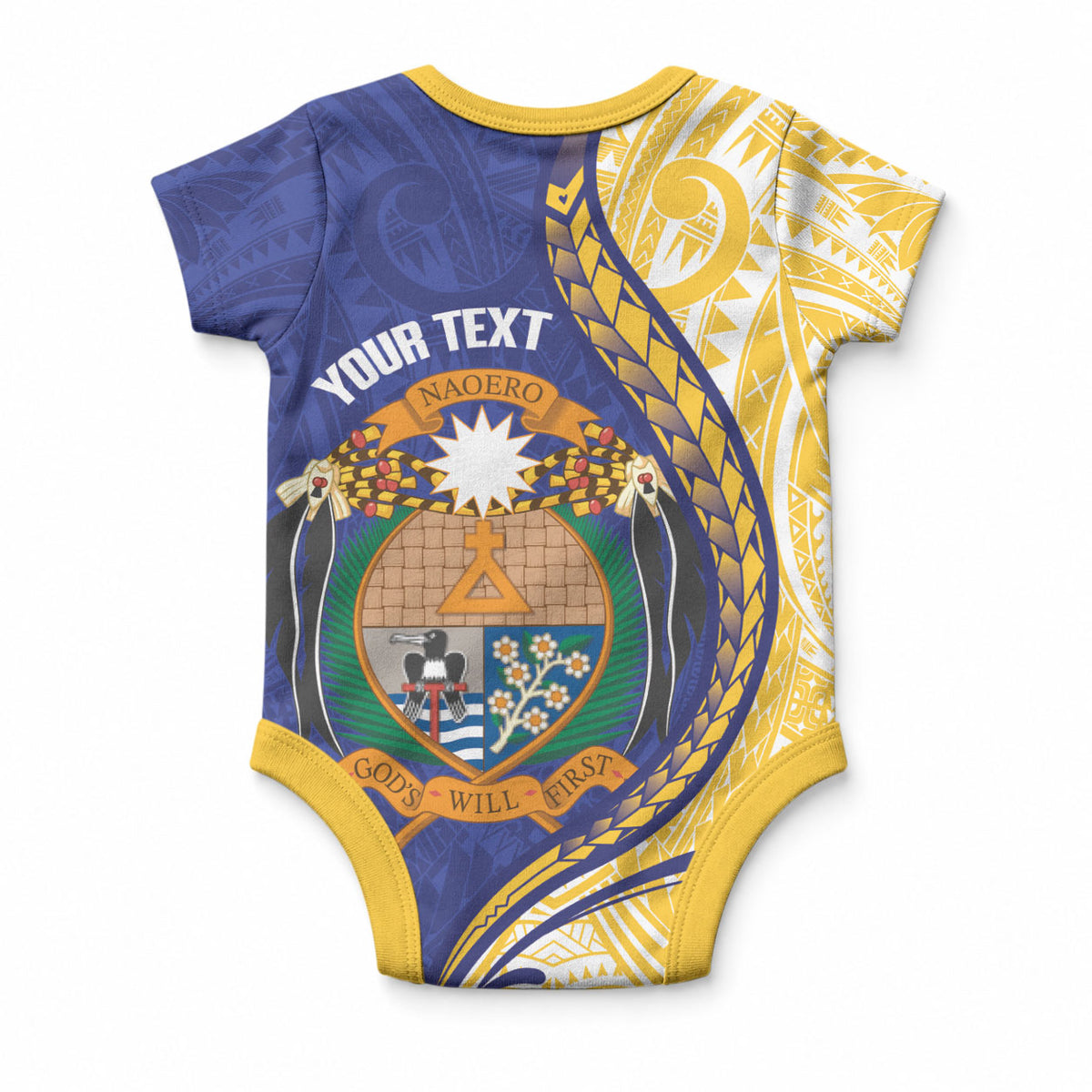 Personalised Nauru Angam Day Baby Onesie Naoero Frigatebird With Flag Proud