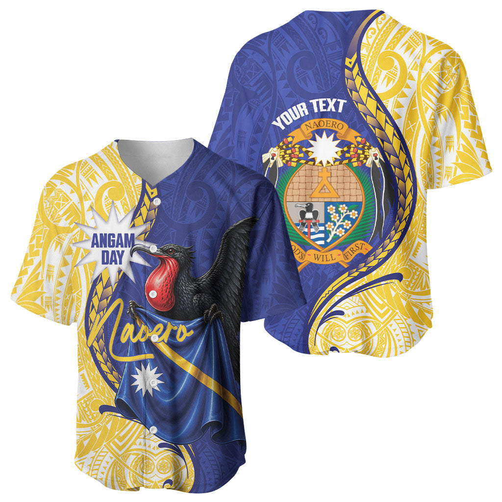 Personalised Nauru Angam Day Baseball Jersey Naoero Frigatebird With Flag Proud