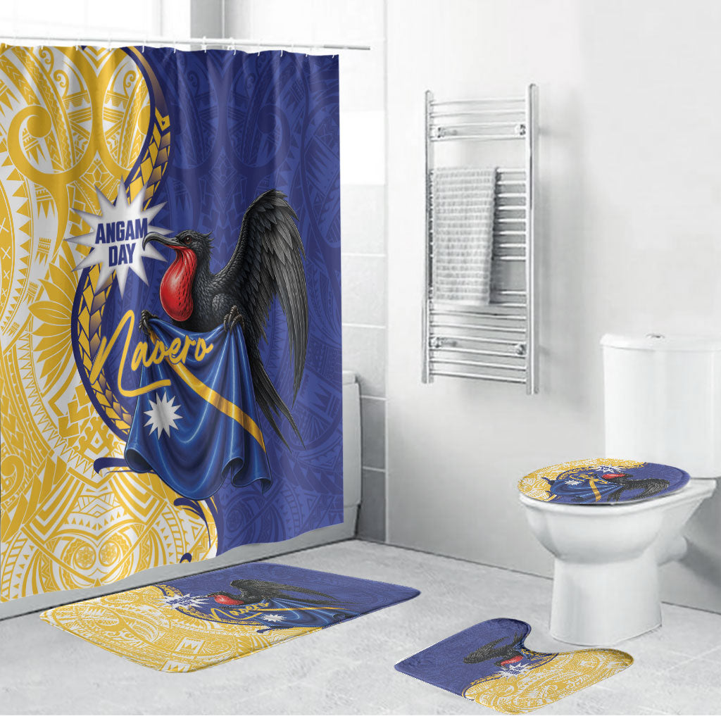Nauru Angam Day Bathroom Set Naoero Frigatebird With Flag Proud