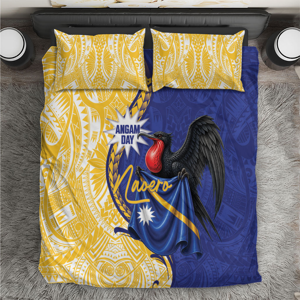 Nauru Angam Day Bedding Set Naoero Frigatebird With Flag Proud