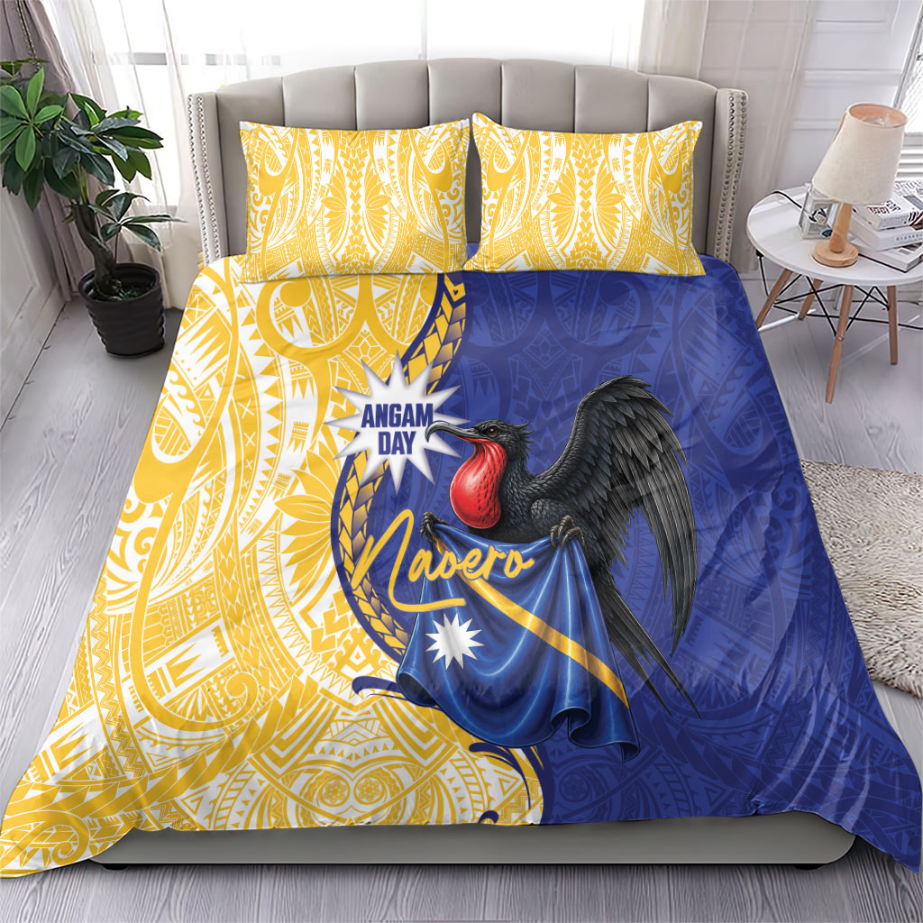 Nauru Angam Day Bedding Set Naoero Frigatebird With Flag Proud