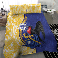 Nauru Angam Day Bedding Set Naoero Frigatebird With Flag Proud