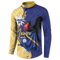 Personalised Nauru Angam Day Button Sweatshirt Naoero Frigatebird With Flag Proud