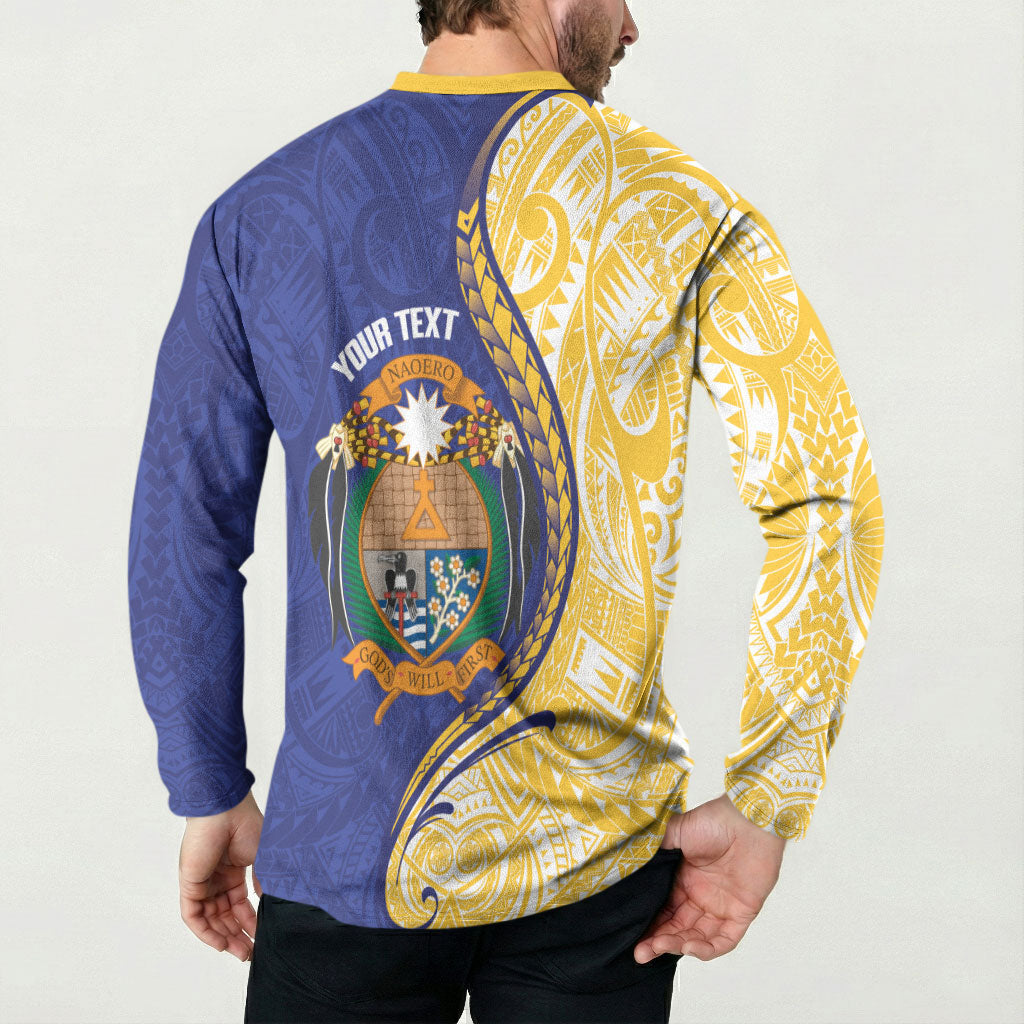 Personalised Nauru Angam Day Button Sweatshirt Naoero Frigatebird With Flag Proud