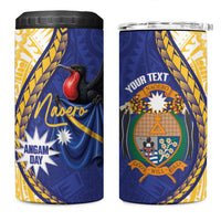 Personalised Nauru Angam Day 4 in 1 Can Cooler Tumbler Naoero Frigatebird With Flag Proud