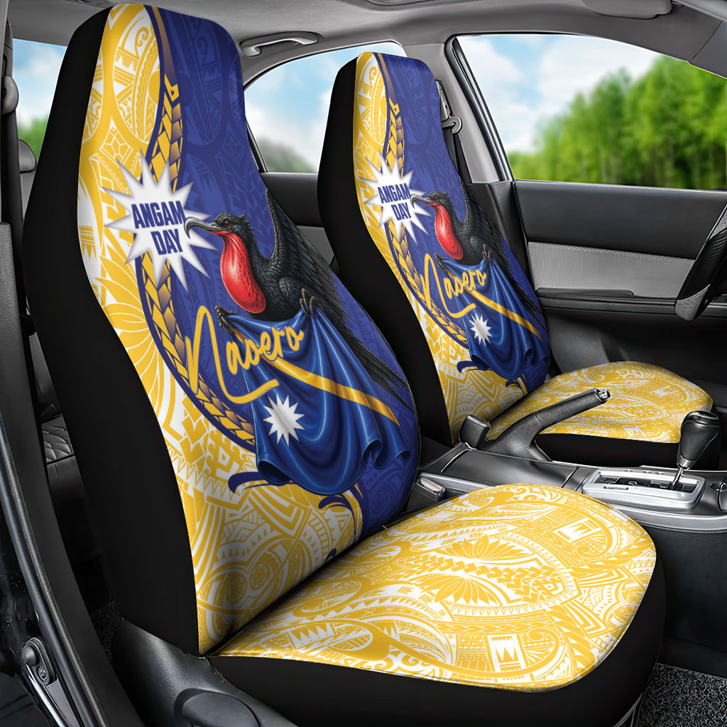 Nauru Angam Day Car Seat Cover Naoero Frigatebird With Flag Proud