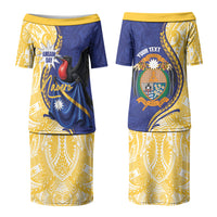 Personalised Nauru Angam Day Couples Matching Puletasi and Hawaiian Shirt Naoero Frigatebird With Flag Proud