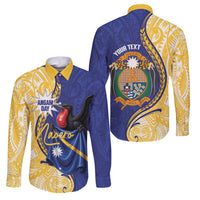 Personalised Nauru Angam Day Family Matching Puletasi and Hawaiian Shirt Naoero Frigatebird With Flag Proud