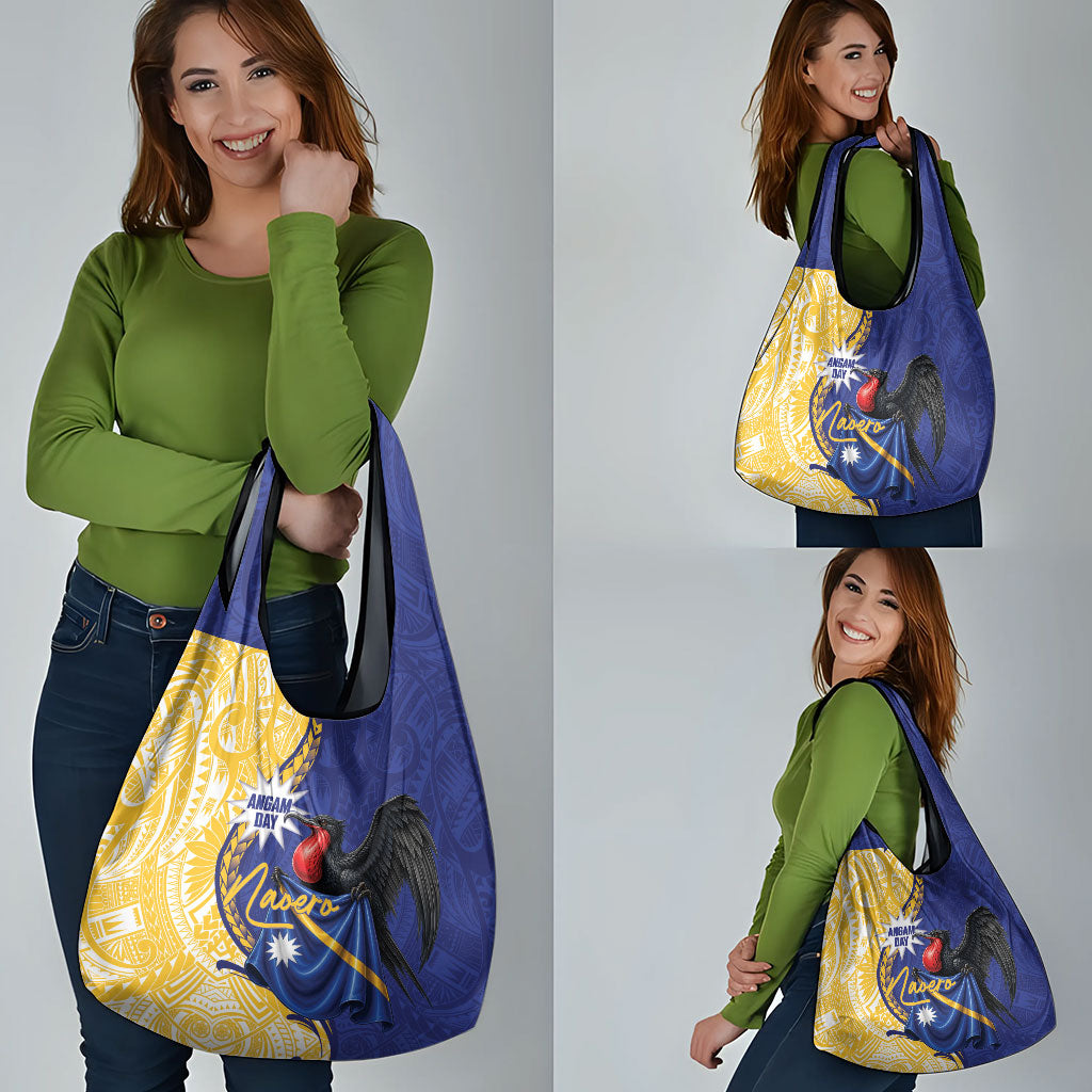Nauru Angam Day Grocery Bag Naoero Frigatebird With Flag Proud