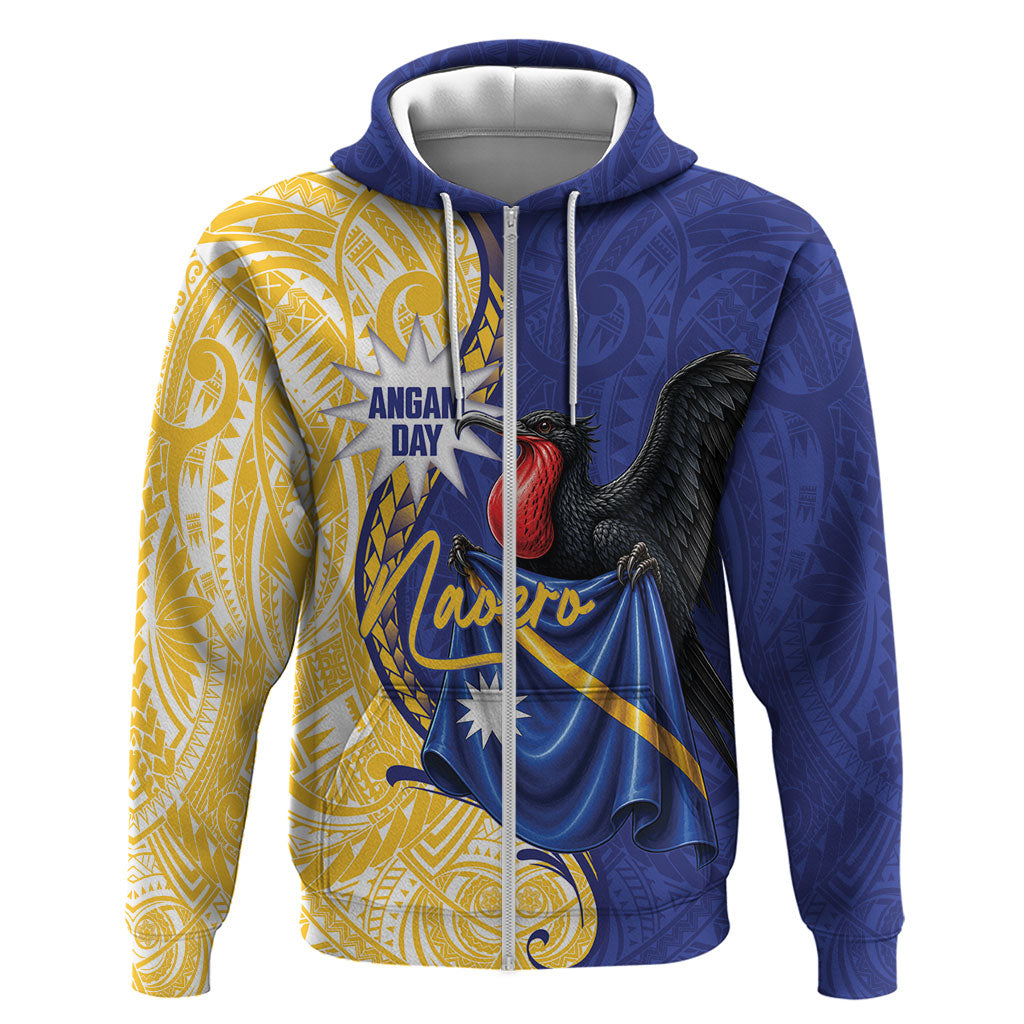 Personalised Nauru Angam Day Hoodie Naoero Frigatebird With Flag Proud