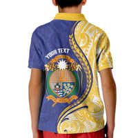 Personalised Nauru Angam Day Kid Polo Shirt Naoero Frigatebird With Flag Proud