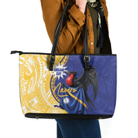 Nauru Angam Day Leather Tote Bag Naoero Frigatebird With Flag Proud