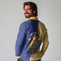 Personalised Nauru Angam Day Long Sleeve Polo Shirt Naoero Frigatebird With Flag Proud