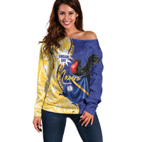 Personalised Nauru Angam Day Off Shoulder Sweater Naoero Frigatebird With Flag Proud