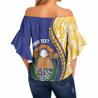 Personalised Nauru Angam Day Off Shoulder Wrap Waist Top Naoero Frigatebird With Flag Proud