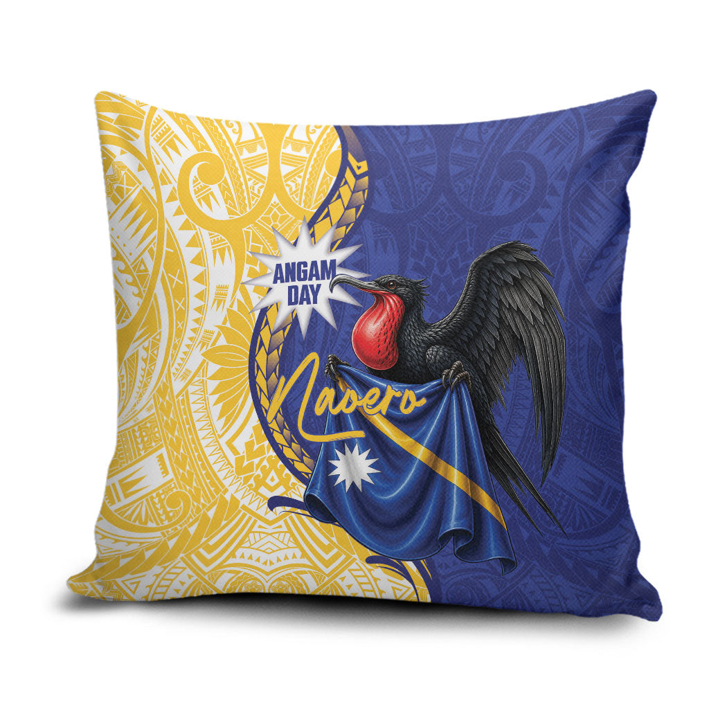 Nauru Angam Day Pillow Cover Naoero Frigatebird With Flag Proud