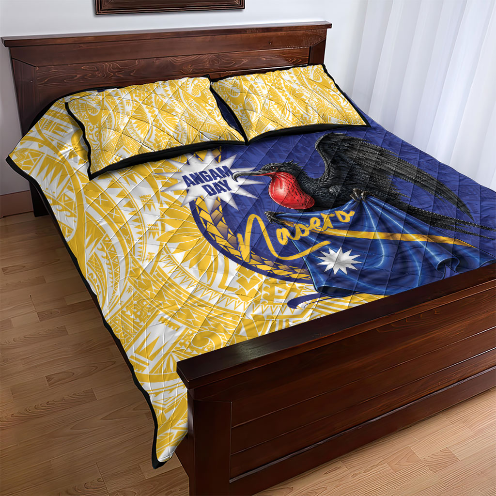 Nauru Angam Day Quilt Bed Set Naoero Frigatebird With Flag Proud